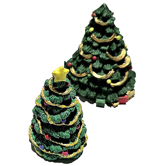 VTG 90s Hallmark Merry Miniatures Christmas Tree Figurine Trimmed 3" Bonus Tree - Picture 1 of 10